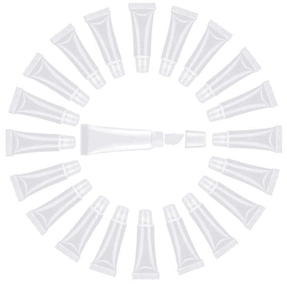 JIAKAI 10ml Mini Clear Refillable Empty Tubes Lip Gloss Balm Container，Soft Tubes Makeup Box，Shampoo Samples Empty Tubes with Screw Cover (20pcs)