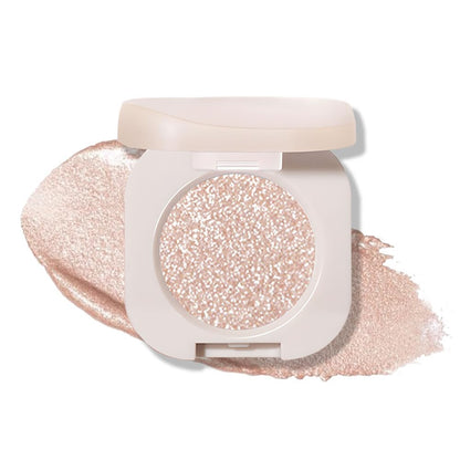 Monochrome Glittler Shimmer Eyeshadow Palette,Light Brown White Shimmer Powder Eyeshadow,24 Hour Waterproof Blendable Pressed Glitter Single Eye Shadow Apply Makeup Easily, Vegan