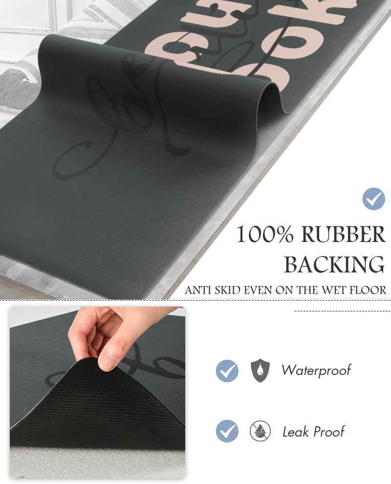 MontVoo-Bath Mat-Bathroom Mat Rug Non Slip Super Absorbent Stain Resistant Quick Dry Thin Bathroom Rug-Bath Mats for Bathroom Floor Bathtub Vanity-Bathmat Bath Rug Easy Care 17"x27" Pink