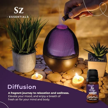 5-Year Aged Myrrh Premium Essential Oil – Rich, Earthy Aroma | Pure & Natural for Aromatherapy & Wellness - Therapeutic Grade & Vegan - 100% Pure and Natural - Undiluted - 0.17 fl oz.