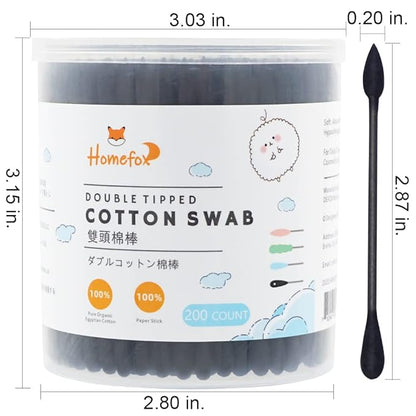 Black cotton swabs precision pointed