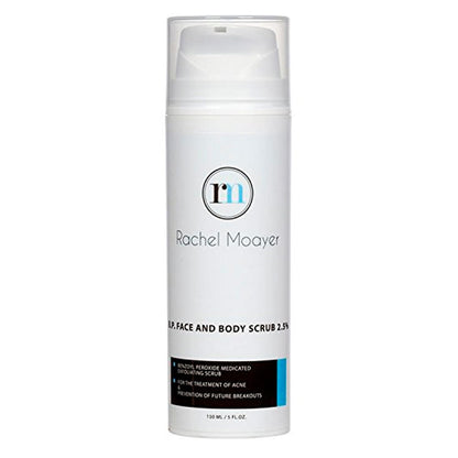 Rachel Moayer Skincare Acne Face & Body Scrub with 2.5% Micronized Benzoyl Peroxide, Facial Exfoliating Scrub for Acne Care, No Prescription Needed