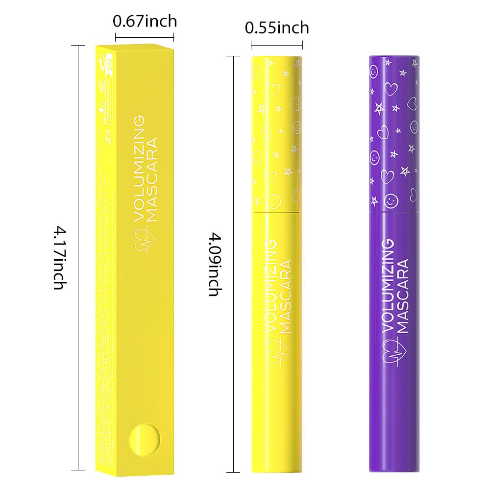 Colored Mascara for Eyelashes Set,Colorful Waterproof Mascara for eyelashes Long lasting Charming Voluminous for Women Halloween Eye Makeup (2Pcs 07#Yellow&08#Purple, F)