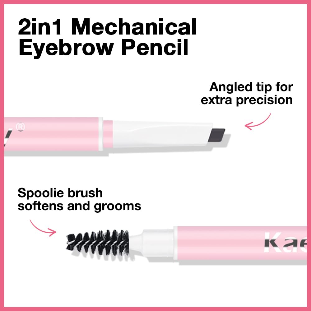 3Pcs Waterproof Eyebrow Pencil, Professional Makeup Micro Brow Pencil, Double-ended ultra-fine eyebrow pencil, Ultra-Fine Mechanical Pencil (3, 02#Dark Gray)