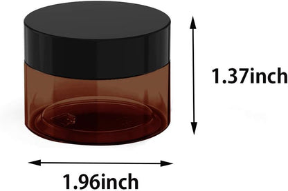 1 oz Amber Plastic Cosmetic Jars Leak Proof Container with Black Lid for Cream, Lotion, Powder, ointment, Beauty Products etc, 12 Pcs.