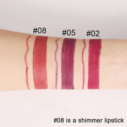 Kaely 2-in-1 Mauve Red Metallic Lip Liner & Lipstick Set Kit for Women, Lips Kit with Lip Liner Lip Stains Long Lasting Waterproof 24 Hour Lipstick and Lip Liners Combo Lipliners Pencil Set 08