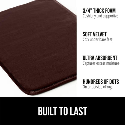 GORILLA GRIP Memory Foam Bath Mat, Soft Absorbent Velvet Bathroom Mats, Durable Dots on Underside, Machine Washable Bathmat, Carpet Rug Room Decor for Shower Tub Floor RV, 42x24 Rugs, Brown