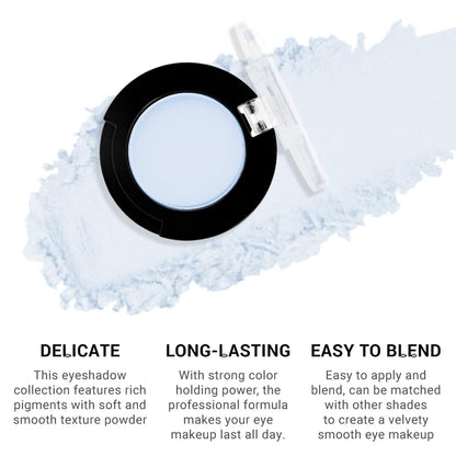 Monochrome Pressed Eyeshadow, Matte Blue Waterproof Neutral Powde Mini Eyeshadow, sombras para ojos, Talc, Paraben & Cruelty Free (C10#Matte Blue)