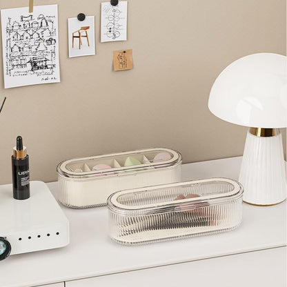 Clear Acrylic Makeup Brush Holder Organizer With Lid - Cosmetic Storage Case Display for Vanity and Sponges