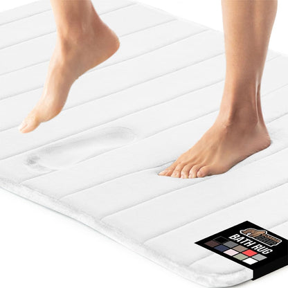 GORILLA GRIP Memory Foam Bath Mat, Soft Absorbent US Designed Bathroom Rug, Gripping Dots Machine Washable Bathmat, Cushioned Floor Mats, Shower Sink Rugs Room Décor Accessories, 42x24 White
