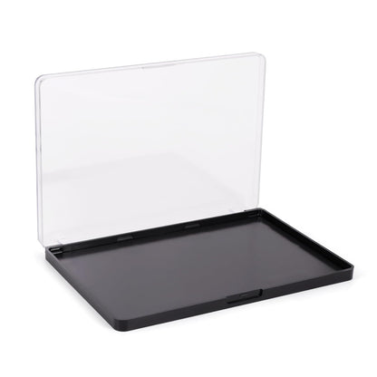 Large Empty Magnetic Eyeshadow Palette with Clear Top, Travel Makeup Organizer with 40Pcs Adhesive Metal Stickers For DIY Your Own Powder Palette (Large Palette - 7.87”x5.51”)