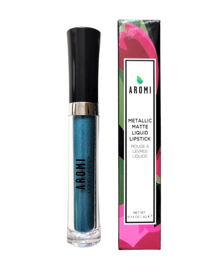 Aromi Teal Blue Metallic Liquid Lipstick | Turquoise, Sea Foam Lip Color with Shimmery Finish, Vegan, Cruelty-free, Long-lasting, Smudge Proof (Arctic Teal)