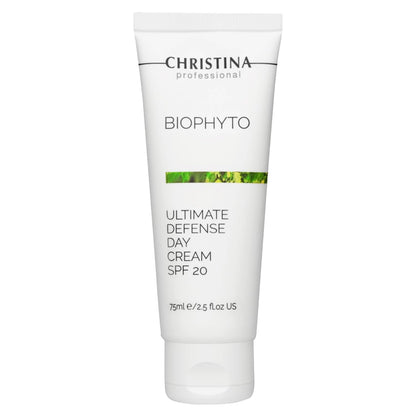 Christina Bio Phyto Ultimate Defense Day Cream Moisturizer with SPF 20-75 ml - Broad Spectrum UVA/UVB Protection Facial Moisturizer with Hyaluronic Acid & Vitamin B12- For Normal & Combination Skin