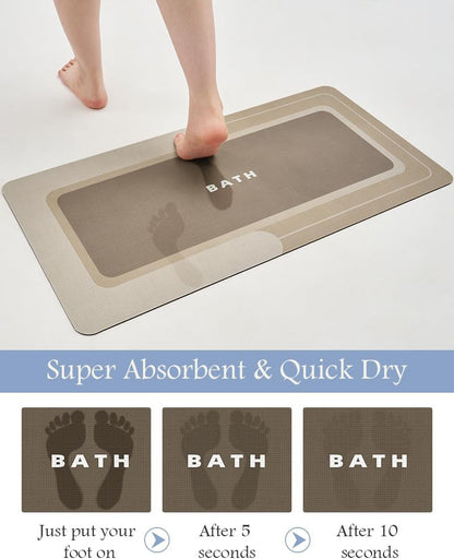 Bath Mat-Bathroom Mat Rug Non Slip Super Absorbent Stain Resistant Quick Dry Thin Bathroom Rug-Bath Mats for Bathroom Floor Bathtub Vanity-Bathmat Bath Rug Easy Care-24"x35",Beige