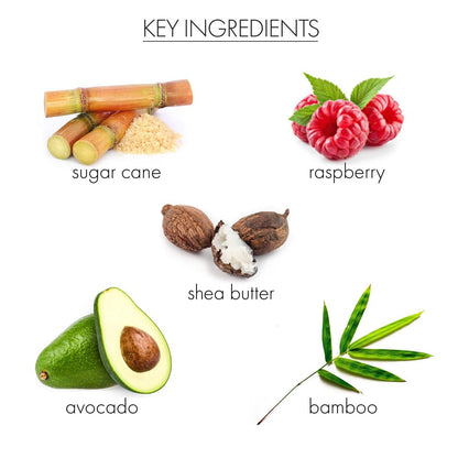 Whish Beauty Kabosu Sea Salt Sugar Scrub - Exfoliating Body Scrub for Women - Brown Sugar Exfoliator with Raspberry, Aloe & Shea Butter - Paraben & Sulfate Free - 8 oz