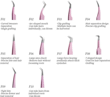 Eyelash Extension Tweezers,Fiber Tip Grip Boot Volume Lash Tweezers,Professional Pointed Lash Extension Tweezers for Easy Lash Application and Removal-F04