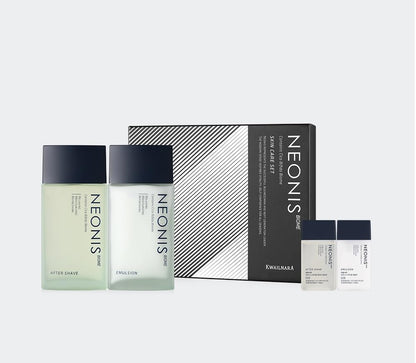 WELCOS Kwailnara NEONIS Aftershave 5.07 Fl oz & Emulsion 5.07 Fl oz with Convenient 1 Fl oz Travel Sizes Each | Gift Set | Korean Men's Skincare