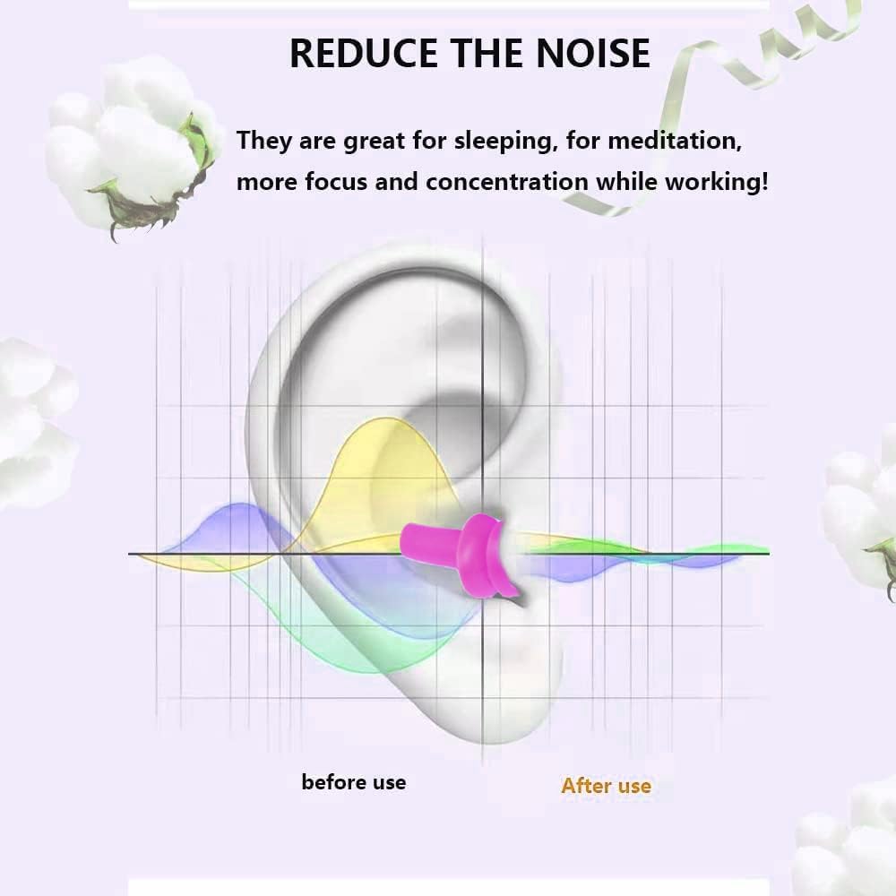 Ear Plugs for Sleeping, 8 Pairs Noise Canceling Soft Reusable Silicone Earplugs Waterproof Noise Reduction Earplugs for Sleeping, Swimming, Snoring, Concerts, Work, Noisy Places