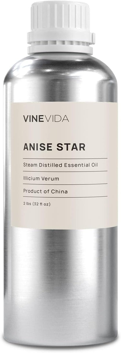 VINEVIDA Anise Star Essential Oil 32 oz - Undiluted Anise Star Oil 32 oz - Anise Star Candle Oil Scent - DIY Candle Scents Candlemaking - Bulk Essential Oil Soap Making Safe Skin 946.36 ml