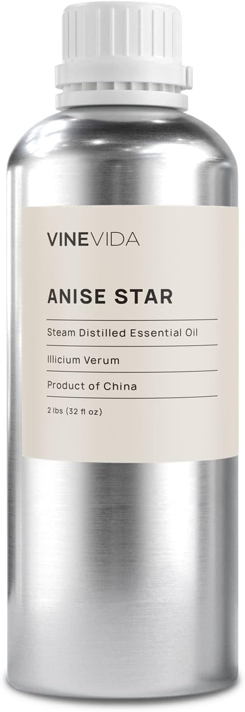 VINEVIDA Anise Star Essential Oil 32 oz - Undiluted Anise Star Oil 32 oz - Anise Star Candle Oil Scent - DIY Candle Scents Candlemaking - Bulk Essential Oil Soap Making Safe Skin 946.36 ml