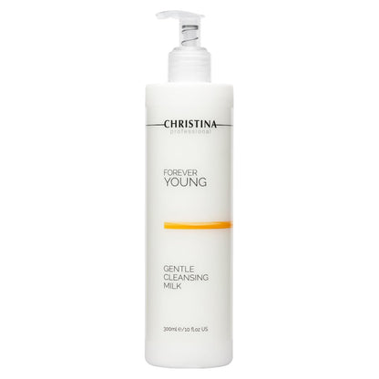 Christina Forever Young Gentle Cleansing Milk with Retinol for Face | Nourishing Formula with Glycolic Acid, Vitamin A, Vitamin E for Aging & Dry Skin | Suitable for ages 30-45+ | 24-Hour Care 300ml
