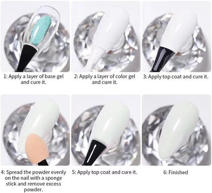 6 Colors Pearl Chrome Nail Powder,Aurora Mermaid Iridescent Powder Set, Metallic Mirror Effect Glitters Pigment for Gel Polish Nail Art Decorations