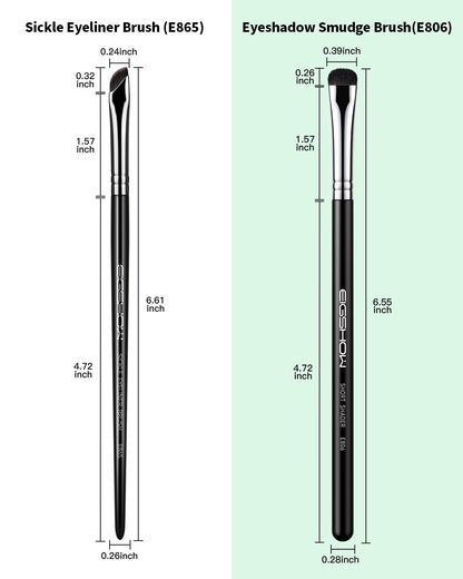 EIGSHOW Eyeshadow Smudge Brush & Eyeliner Brush, High-End Precision Eye Makeup Tools for Blending Cat Eye, Winged Liner (E865&E806)