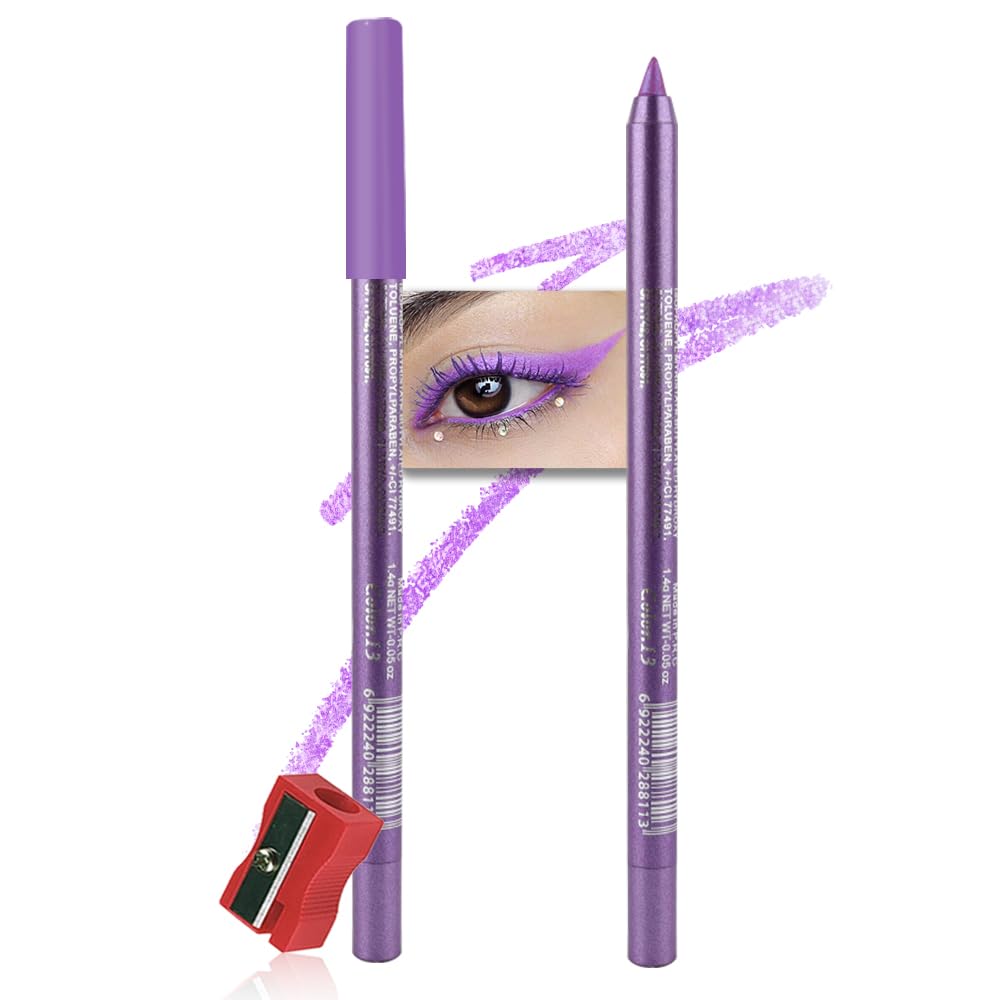 Kaely Gel Eyeliner Pencil for Women, Magic Purple Eye Liner Waterproof Smudge Proof with Sharpener, Waterline Eye Makeup Liners, delineador de ojos contra el agua, Vegan & Cruelty-Free, 13