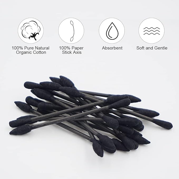 Black cotton swabs precision pointed