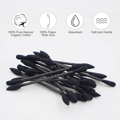 Black cotton swabs precision pointed