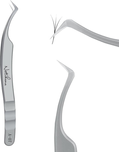 High Precision Lash Tweezers for Individual and Volume Eyelash Extensions Premium Stainless Steel Curved Fiber Tip Professional Isolation Tweezer