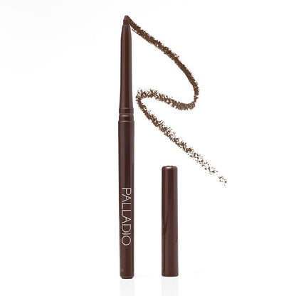 Palladio Retractable Waterproof Eyeliner, Richly Pigmented Color and Creamy, Slip Twist Up Pencil Eye Liner, Smudge Proof Long Lasting Application, All Day Wear, No Sharpener Required, Black Brown