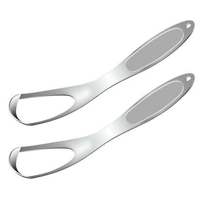 2PCs Medical Grade Tongue Scraper by Omnia One | Stainless Steel Tongue Cleaner, Metal Tongue Scraper with Travel Bag | Tongue Scrubber for Bad Breath, Boost Oral Hygiene