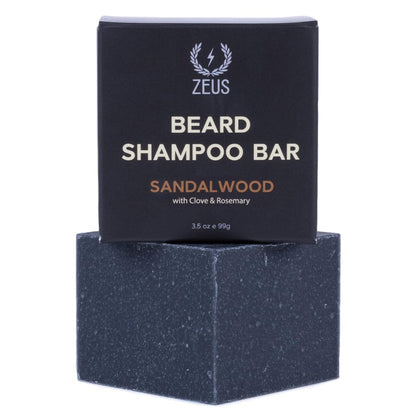 ZEUS Beard Wash Bar for Men, All-Natural Hydrating Shampoo, Skin-Clarifying Soap & Beard Care Cleanser with Natural Ingredients, Anti-Itch & Gentle on Skin (Made in USA) Sandalwood
