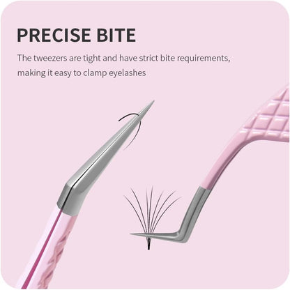Eyelash Extension Tweezers,Fiber Tip Grip Boot Volume Lash Tweezers,Professional Pointed Lash Extension Tweezers for Easy Lash Application and Removal-F01