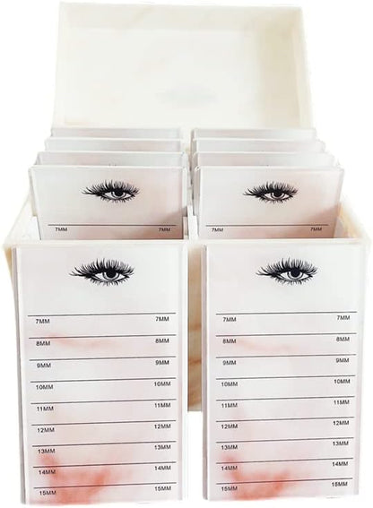 10 Layers Acrylic Eyelash Storage Box, Makeup Eyelashes Extension Close-Packed Display with 10 Pallets, Grafting False Eyelashes Glue Pallet Holder Display Organizer (Marble Yellow)