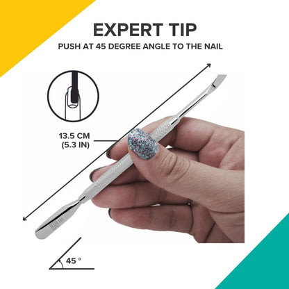 Rui Smiths Pro Cuticle Pusher with 2 Ends - Stainless Steel Manicure Tool - Style 111