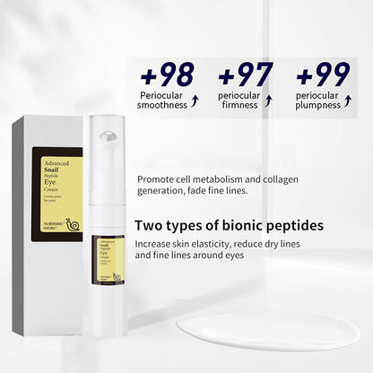 New Snail Peptide Eye Cream for Fine Lines, Dark Circles and Puffiness, With 73% Snail Mucin Filtrate & 2% Nicotinamide, Moisturizing, Hydrating, Firming, Brightening, 360° Massage Ball; YS-WN