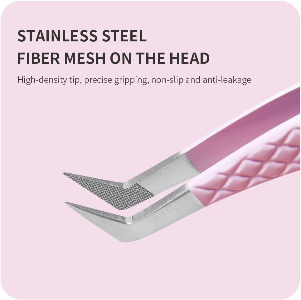 Eyelash Extension Tweezers,Fiber Tip Grip Boot Volume Lash Tweezers,Professional Pointed Lash Extension Tweezers for Easy Lash Application and Removal-F03