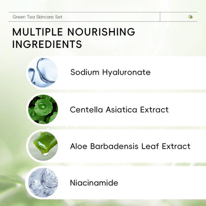 Skin Care Set, Green Tea Skin Care Sets & Kits, Skin Care for Teenage Girls Gift Set with Cleanser, Toner, Serum, Eye Cream, Facial Cream, Facial Skin Care Sets & Kits for Teenage Girls Women