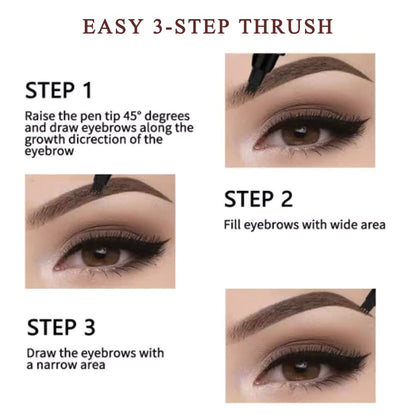 Waterproof Eyebrow Pen - Microblading Tattoo Brow Pencil, 24 Hours Long Lasting, Creates Natural Looking (Jet Black - 2 PCS)