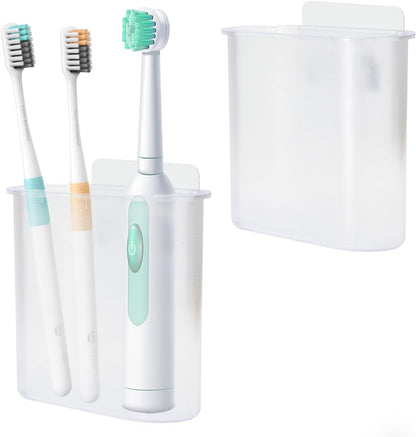 2 Packs Toothbrush Holders Wall Mounted, Self Adhesive Tooth Brush Holder for Bathroom Electric Toothbrush Toothpaste Razor Holder Bathroom Accessories(Clear)