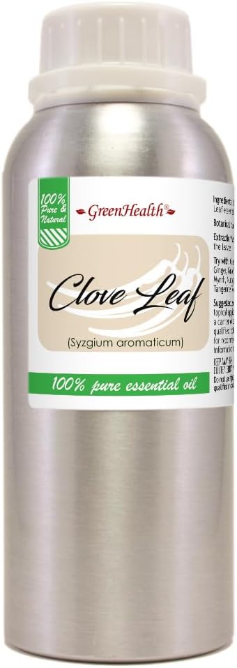 Clove Leaf Essential Oil – 8 fl oz (237 ml) Aluminum Bottle w/Plug Cap – 100% Pure Essential Oil – GreenHealth