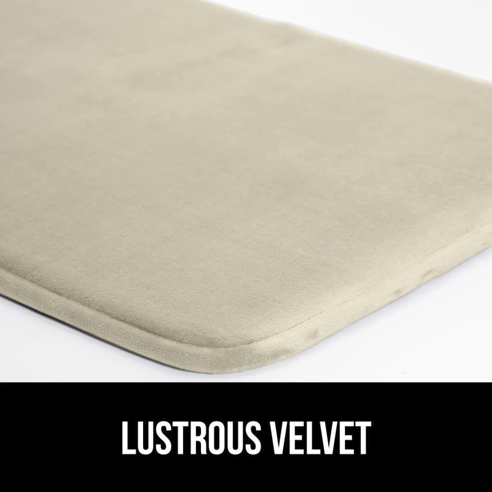 GORILLA GRIP Memory Foam Bath Rugs, Soft Absorbent Velvet Bathroom Mats, Durable Dots on Underside, Machine Washable Bathmat, Carpet Rug Room Decor for Shower Floor, 30x20 Mat, Champagne