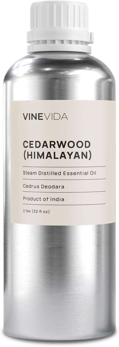 VINEVIDA Cedarwood Himalayan Essential Oil 32 oz - Undiluted Cedarwood Oil 32 oz - Cedarwood Candle Oil Scent - DIY Candle Scents for Candlemaking - Bulk Essential Oil for Soap Making Safe for Skin