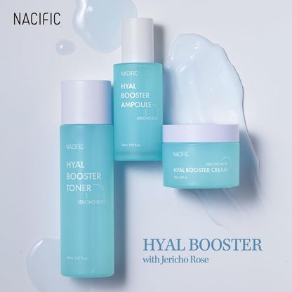 NACIFIC Hyal Booster Hydrating Set Toner 150ml 5.07fl.oz, Ampoule 50ml 1.69fl.oz, Cream 50ml 1.69fl.oz Hyaluronic Acid hydration and calming, ph5.5, Sensitive Skin