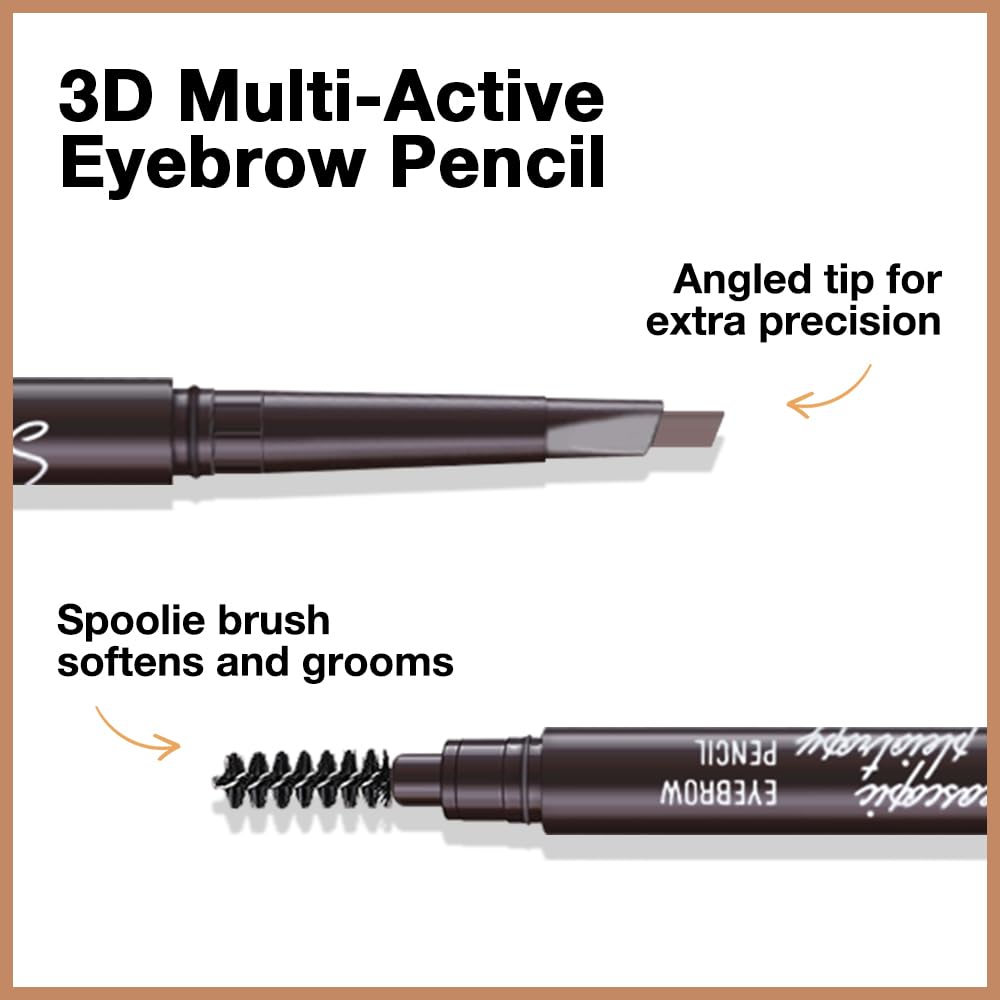 4 Pcs Ultimate Eyebrow Retractable Definer Pencils,Dual-Sided Natural Soft Textured Eyebrow Pencil, for Daily Look Eyebrow Makeup,Brow Brush,Fine Tip lapiz de cejas-Light Brown