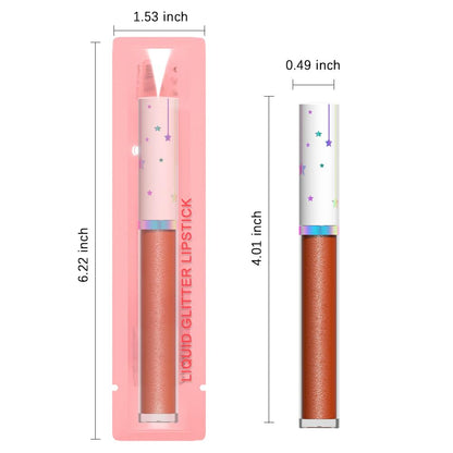 evpct 1Pcs Bronze Gold Metallic Glitter Lip Gloss Stain Lipstick for Women Long Lasting Waterproof 24, Orange Gold Frosted Metallic Shimmer Glossy Chrome iridescent Liquid Lipstick Lip Gloss Makeup 08