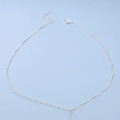 Boho Layered Lava Bead Necklace Silver Stacking Y Necklace Skinny Chain Tassel Necklace Long Chain Y Lariat Necklace Jewelry for Women