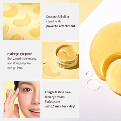 Korean Eye Patches Retinol Repair Firming Eye Mask Korean Skincare 24K Gold Hydrogel for Dark Circles, Puffiness & Fine Lines, 60 pcs